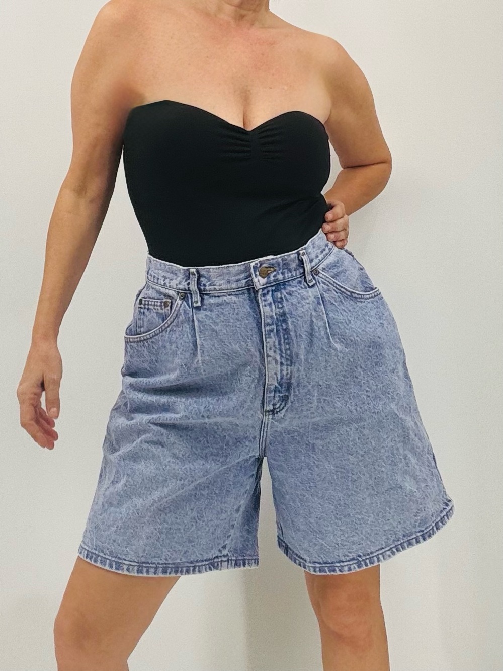 Lee Vintage 90s Indie Casual Grunge High Rise Made In USA Yoke Mom Denim Shorts